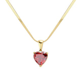 18K Gold Dipped Stainless Steel CZ Heart Pendant Necklace
