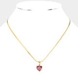 18K Gold Dipped Stainless Steel CZ Heart Pendant Necklace