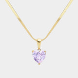 18K Gold Dipped Stainless Steel CZ Heart Pendant Necklace