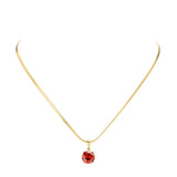 18K Gold Dipped Stainless Steel CZ Round Pendant Necklace