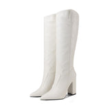 Knee High Boots Women High Heel Casual Shoes Pointed Toe Solid Color Autumn Winter Western Boots Women