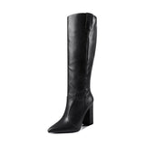 Knee High Boots Women High Heel Casual Shoes Pointed Toe Solid Color Autumn Winter Western Boots Women