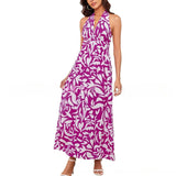 Women's Halter Neck Printed Bohemian Dress Vacation Beach Maxi Dress