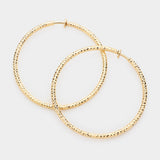 2.25" Textured Metal Hoop Clip on Earrings