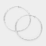 2.4" Textured metal hoop clip on earrings
