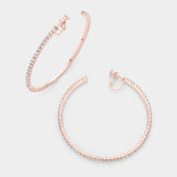 2.5 inch Rhinestone Hoop Clip on Earrings