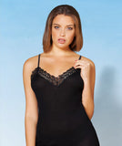 EGI Luxury 100%"Filo di Scozia Cotton Women's Camisole Tank with Lace Trim. Proudly Made in Italy.