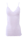 EGI Luxury 100%"Filo di Scozia Cotton Women's Camisole Tank with Lace Trim. Proudly Made in Italy.(2107)