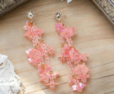 Vacation Pink Rice Bead Flower Luxury Tassel Earrings Boho Sweet Girl Earrings