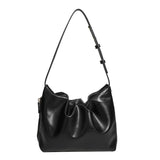 Simple soft leather pleated armpit bag, women's design side zipper solid color shoulder bag, hobo bag for women