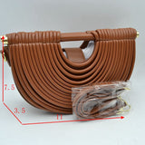 Structured Half-Moon Clutch Bag with Tubular Stitching and Shoulder Strap