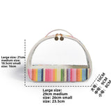Straw transparent PVC semicircular cosmetic bag, waterproof woven toiletries bag, travel storage bag, makeup bags small,Transparent Cosmetic Bag,