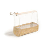Ladies straw wristlet purse, Cosmetics storage bag transparent, toiletries storage bag, Transparent Cosmetic Bag,
