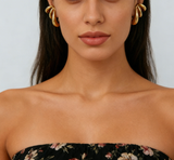 C-Shaped Hoop Ear Cuffs with Spiral & Teardrop Design