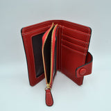 Compact Pebbled Everyday Wallet with Snap and Zipper Closure