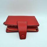 Compact Pebbled Everyday Wallet with Snap and Zipper Closure
