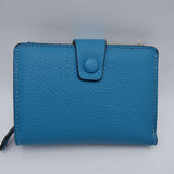 Compact Pebbled Everyday Wallet with Snap and Zipper Closure