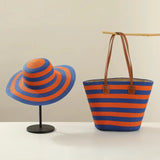 Straw Hat & Tote Set – Beach Vacation Sun Protection Duo, Large Capacity Travel Tote