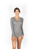 EGI Exclusive Merino Wool Blend Top V-Neck Lace Trim Long Sleeves. Proudly Made in Italy (303)