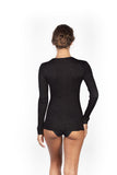 EGI Exclusive Merino Wool Blend Top V-Neck Lace Trim Long Sleeves. Proudly Made in Italy (303)