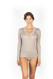 EGI Exclusive Merino Wool Blend Top V-Neck Lace Trim Long Sleeves. Proudly Made in Italy (303)