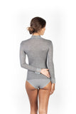 EGI Exclusive Collections Merino Wool Blend Top Mock Neck Lace Trim Long Sleeves. Proudly Made in Italy.