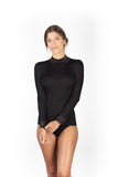 EGI Exclusive Collections Merino Wool Blend Top Mock Neck Lace Trim Long Sleeves. Proudly Made in Italy.