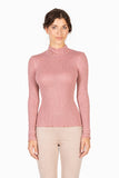 EGI Exclusive Collections Merino Wool Blend Top Mock Neck Lace Trim Long Sleeves. Proudly Made in Italy. - AfterAmour