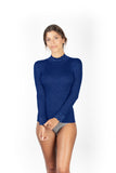 EGI Exclusive Collections Merino Wool Blend Top Mock Neck Lace Trim Long Sleeves. Proudly Made in Italy.