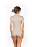 EGI Exclusive Collections Women's Merino Wool Blend Lace-Trimmed Short Sleeves T-Shirt. Proudly Made in Italy (306)
