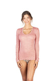 EGI Exclusive Collections Women's Merino Wool Blend Lace-Trimmed Long Sleeves T-Shirt. Proudly Made in Italy (307)