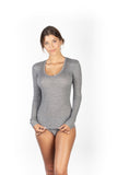 EGI Exclusive Collections Women's Merino Wool Blend Lace-Trimmed Long Sleeves T-Shirt. Proudly Made in Italy (307)