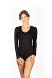 EGI Exclusive Collections Women's Merino Wool Blend Lace-Trimmed Long Sleeves T-Shirt. Proudly Made in Italy (307)