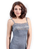 EGI Exclusive Women's Merino Wool Blend Spaghetti Straps Lace-Trimmed Camisole. Proudly Made in Italy (315)