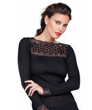 EGI Exclusive Merino Wool Blend Top Lace Trim Long Sleeves. Proudly Made in Italy (317)