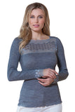 EGI Exclusive Merino Wool Blend Top Lace Trim Long Sleeves. Proudly Made in Italy (317)