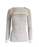 EGI Exclusive Merino Wool Blend Top Lace Trim Long Sleeves. Proudly Made in Italy (317)