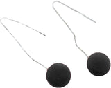 Faux Fur Pom Pom Tassel Drop Dangle Earrings Set