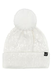 C.C Women's All Over Clear Sequin Pom Beanie