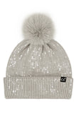 C.C Women's All Over Clear Sequin Pom Beanie