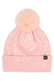 C.C Women's All Over Clear Sequin Pom Beanie