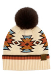 C.C Southwest Pattern Pom Beanie