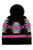 C.C Southwest Pattern Pom Beanie