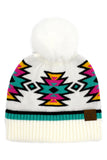 C.C Southwest Pattern Pom Beanie