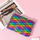Mermaid sequined pencil case, two-color stationery storage bag, portable cosmetics change purse, small purse