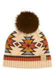 C.C Kids Southwest Pattern Faux Fur Pom Beanie