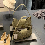 Vintage Army Green Splicing Armpit Bag – Stylish Small Shoulder Purse, Versatile Spring Spice Girl Bag & Handbag  hobo