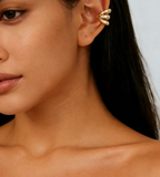 C-Shaped Hoop Ear Cuffs with Spiral & Teardrop Design