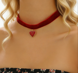 Short Choker with Leopard & Heart Pendant