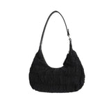 small shoulder bag cream puff bag pleated bag hobo
